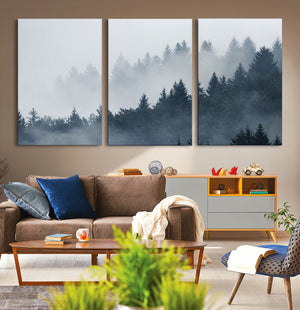 Foggy Pine Forest Wall Art Canvas Print