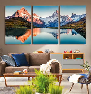 Landscape Mountain and Lake View Wall Art Canvas Print
