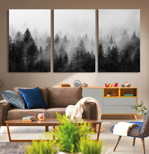 Fogy Forest Canvas Wall Art Print - Mountain Wall Art with