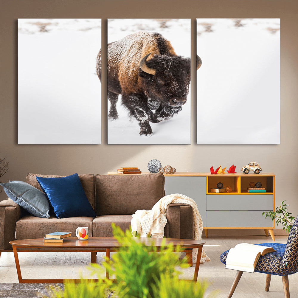 Bison Winter Wall Art Canvas Print For Farmhouse Decor