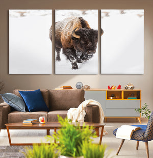 Bison Winter Wall Art Canvas Print For Farmhouse Decor