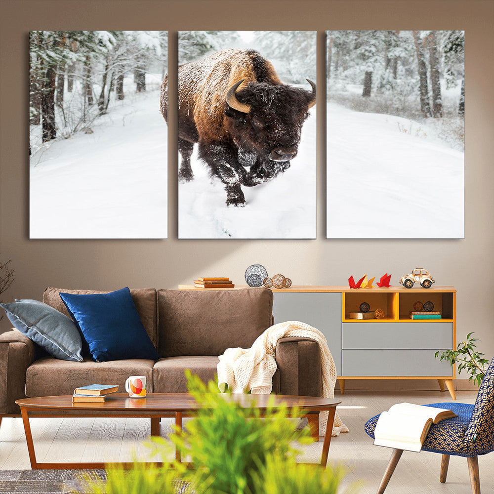 Bison Wall Art Canvas Print For Farmhouse, Animal Canvas