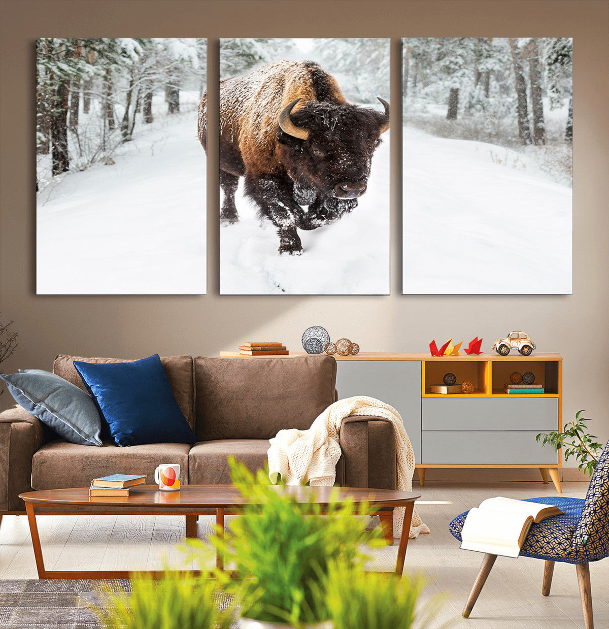 Bison Wall Art Canvas Print For Farmhouse, Animal Canvas