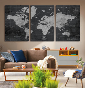 World Map Canvas Print – Detailed Map of the World Wall Art