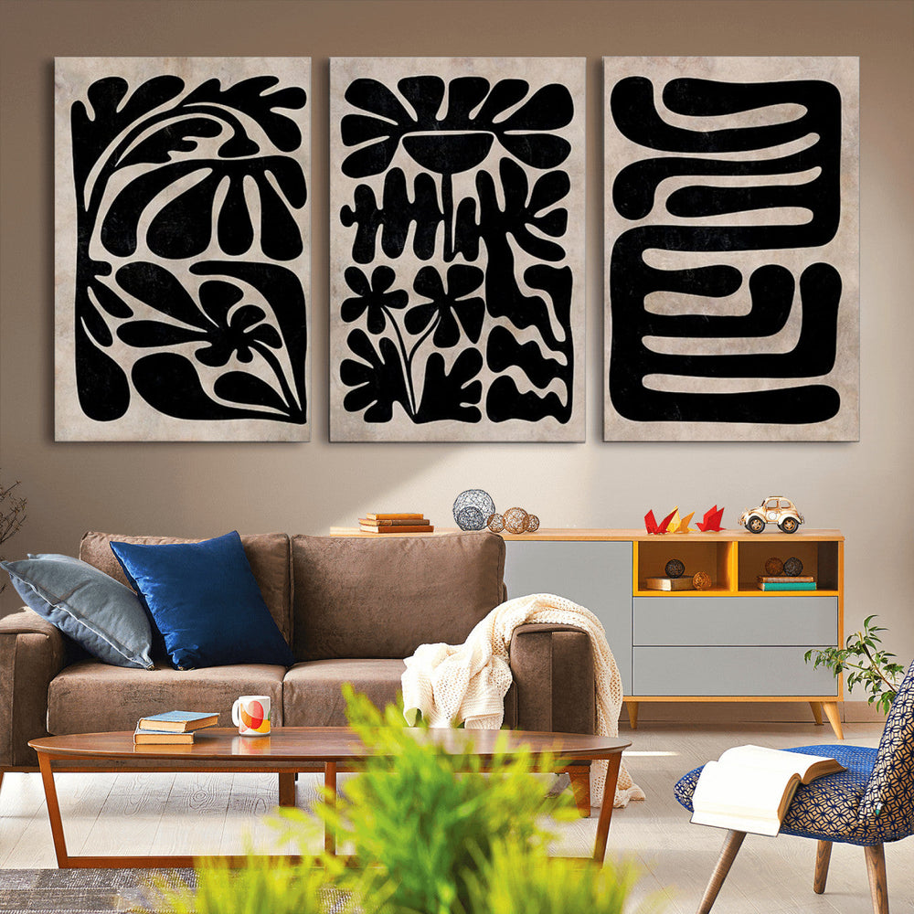 Canvas Print Wall Art Abstract Art Boho, Framed Boho Art