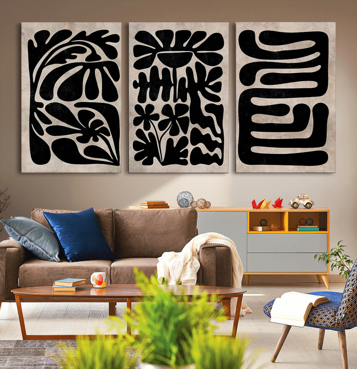 Canvas Print Wall Art Abstract Art Boho, Framed Boho Art
