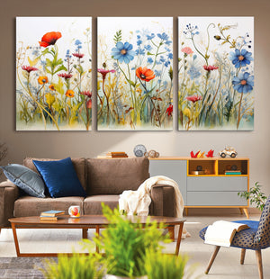 Colorful Wildflower Canvas Wall Art - Vibrant Floral