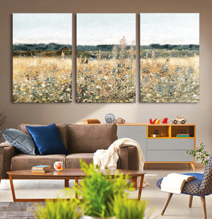 Wildflower Field Wall Art Canvas | Nature-Inspired Landscape
