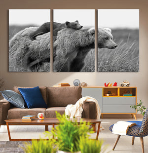 Bear and Cub Wall Art Canvas | 399 Bear Cub