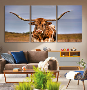 Texas Longhorn Wall Art Print, Framed Longhorn Cow Wall Art