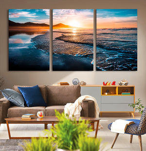 Sunset Beach Ocean Canvas Wall Art – Tranquil Ocean