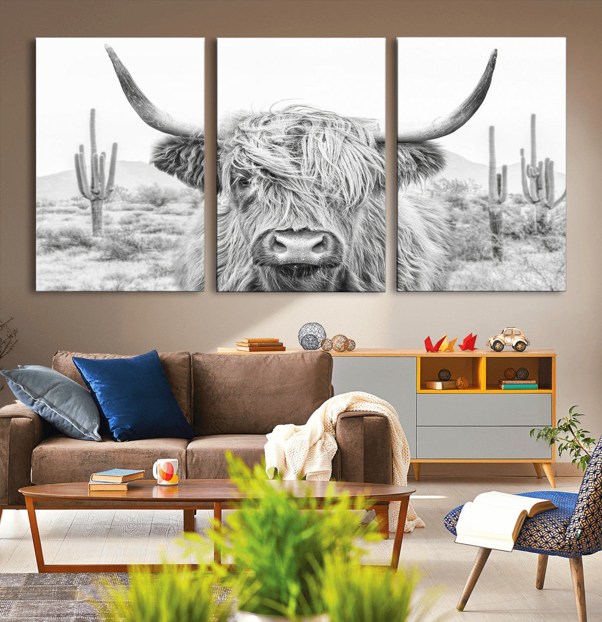 Rustic Charm | Cow Longhorn Black White Bighorn Wall Art