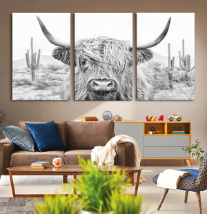 Rustic Charm | Cow Longhorn Black White Bighorn Wall Art