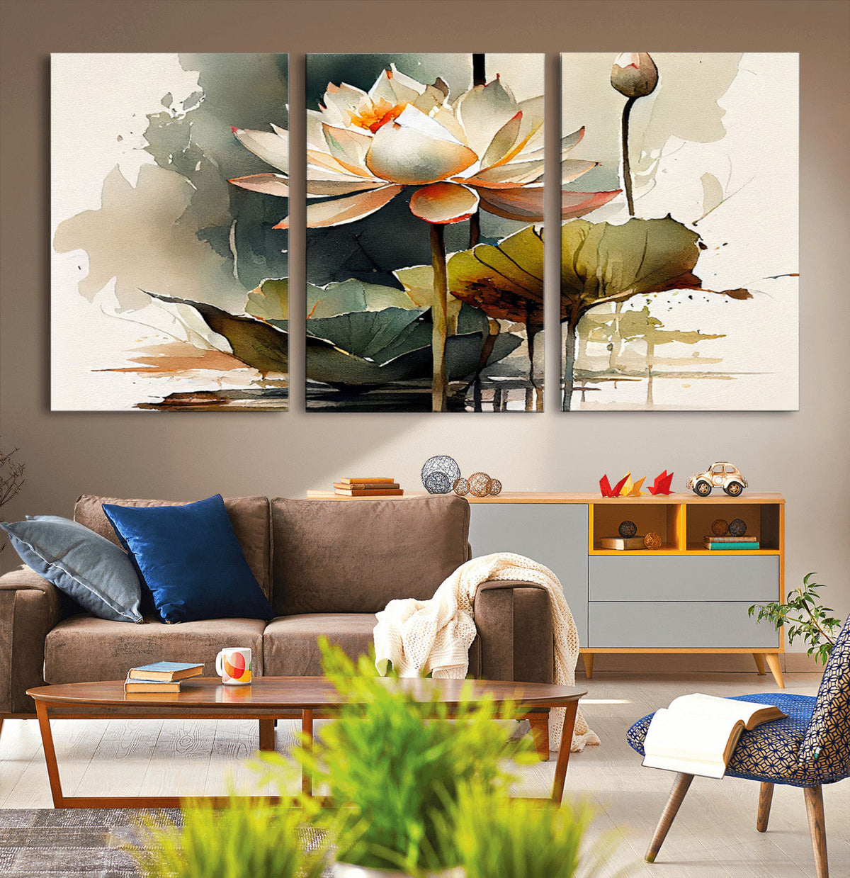 Lotus Flower Watercolor Canvas Print – A Symbol of Serenity