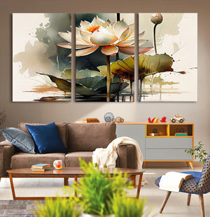 Lotus Flower Watercolor Canvas Print – A Symbol of Serenity
