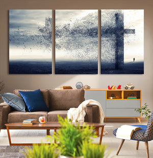 Jesus and the Fading Cross Wall Art Print – Symbol of Faith,