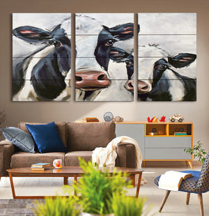 Vintage Baby and Mom Cattle Wall Art Canvas Print