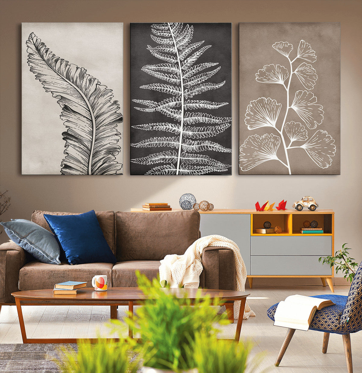 Minimalist Botanical Wall Art Canvas Print, Framed and Ready