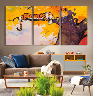Calvin and Hobbes Tree Scene Canvas Print | 3 Panel Large