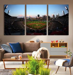 PNC Park Evening Game Triple Canvas Wall Art - Pittsburgh