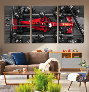 Ferrari Pit Stop Canvas Wall Art – Precision and Speed