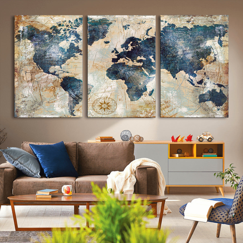 World Map Canvas Print – Framed Wall Art for Couples,