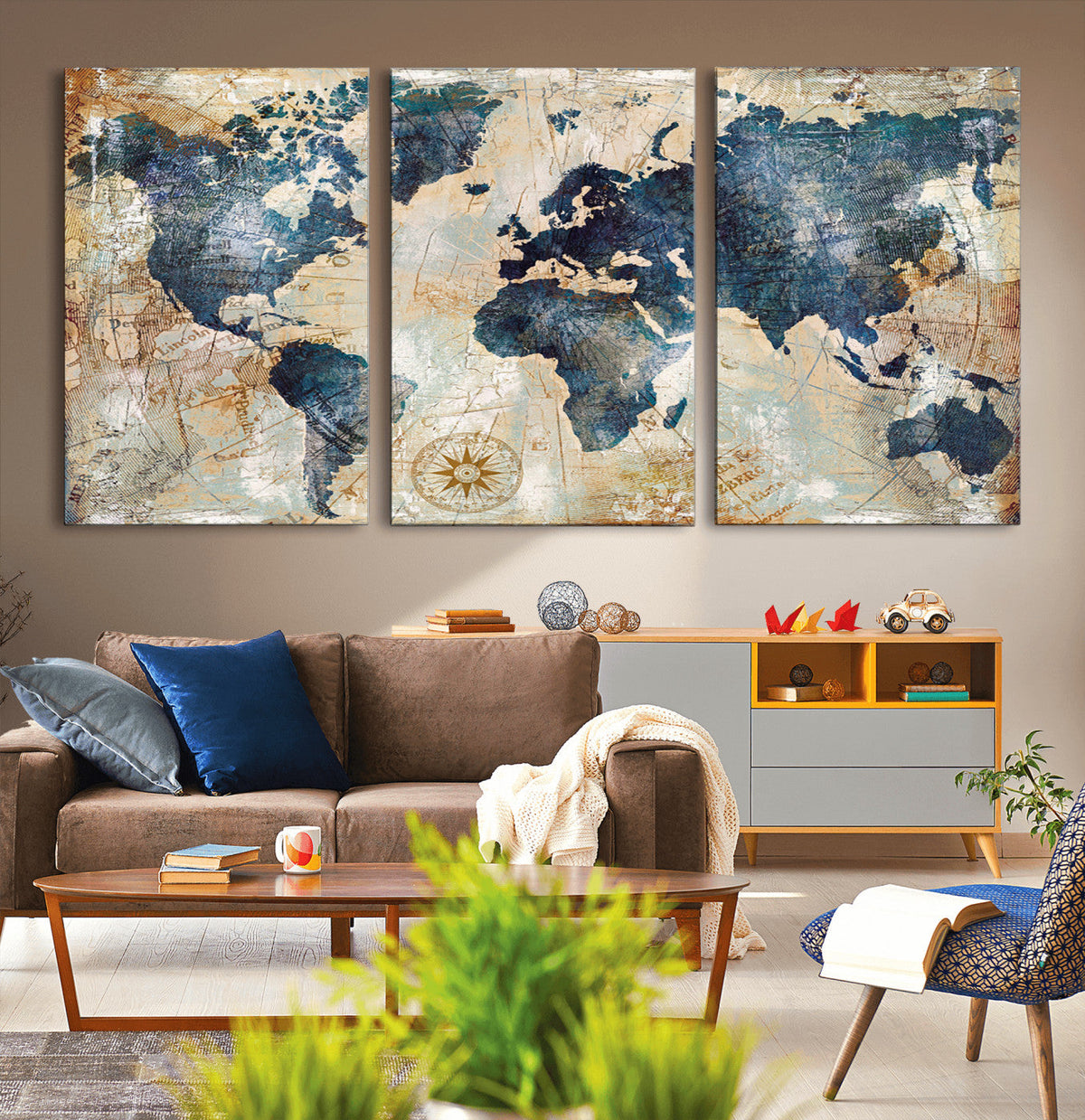 World Map Canvas Print – Framed Wall Art for Couples,