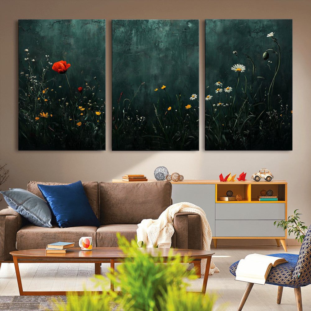 Wildflower Field Framed Wall Art, Vintage Botanical