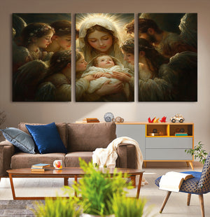 Mary Jesus Canvas Wall Art Print - Madonna and Child with