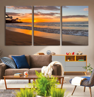 Sunset Wall Art Print - Stunning Beach Sunset Canvas Artwork