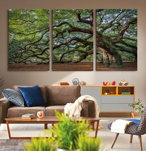 Historic Tree Wall Art – Framed Mossy Branch Canvas Artwork,