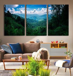 Tropical Jungle Wall Art Canvas Print – Framed Lush Valley