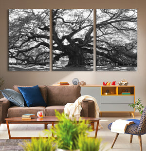 Ancient Oak Wall Art Canvas Print, Majestic Twisted Branches