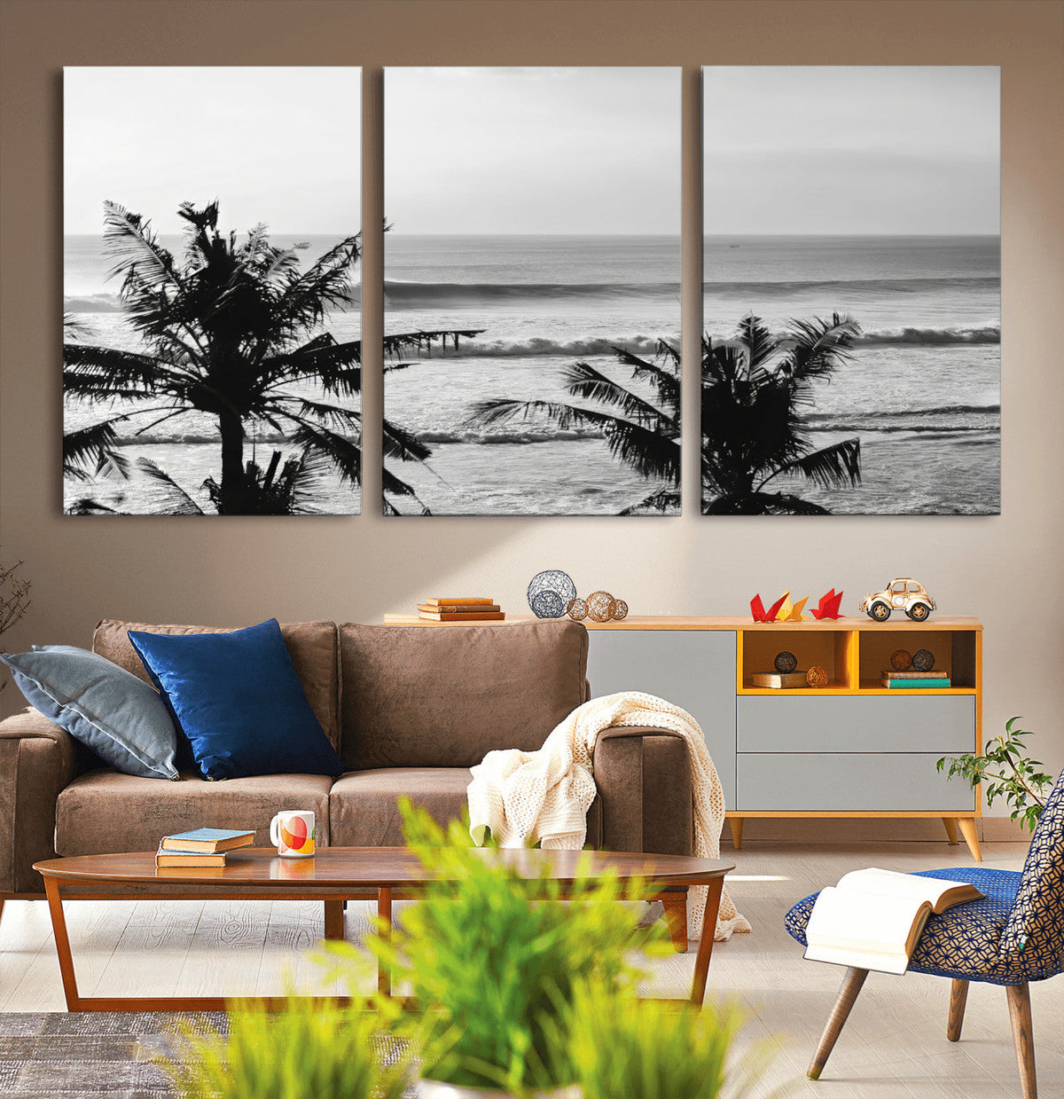 Tropical Coastline Wall Art Canvas Print – Framed Palm Trees