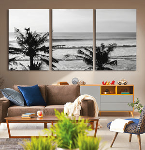 Tropical Coastline Wall Art Canvas Print – Framed Palm Trees