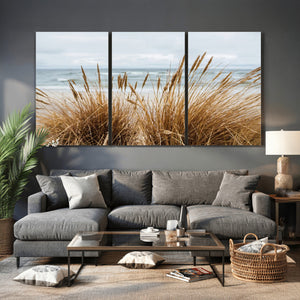 Beach Grass Wall Art Canvas Print – Framed Coastal Dunes Art