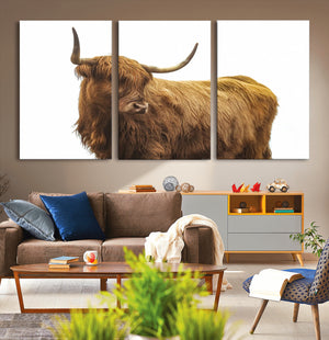 Highland Cow Wall Art Canvas Print – Framed Farmhouse Rustic
