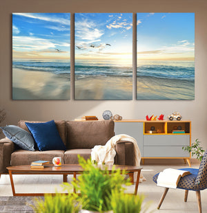 Minimalist Seaside Wall Art Canvas Print – Morning Glow