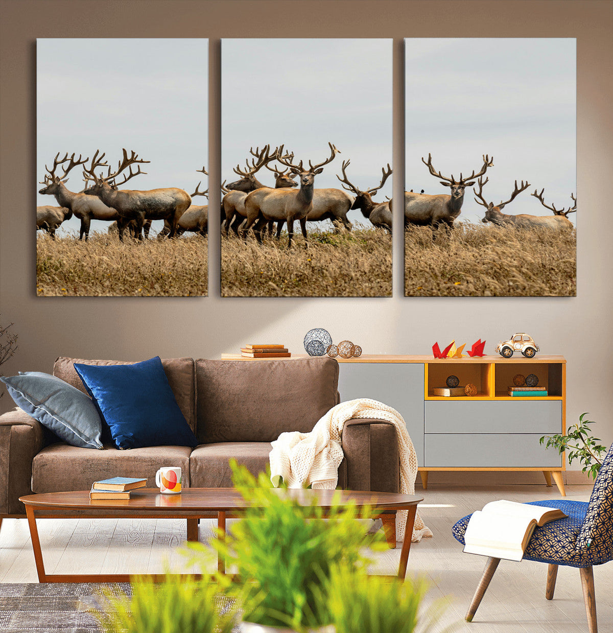 Elk Herd Wall Art Canvas Print – Framed Wildlife Photography