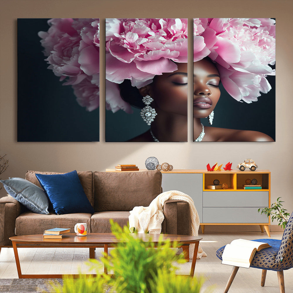 Black Beauty Petal Crown Wall Art Canvas Print – Floral