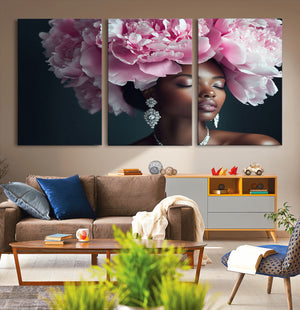 Black Beauty Petal Crown Wall Art Canvas Print – Floral