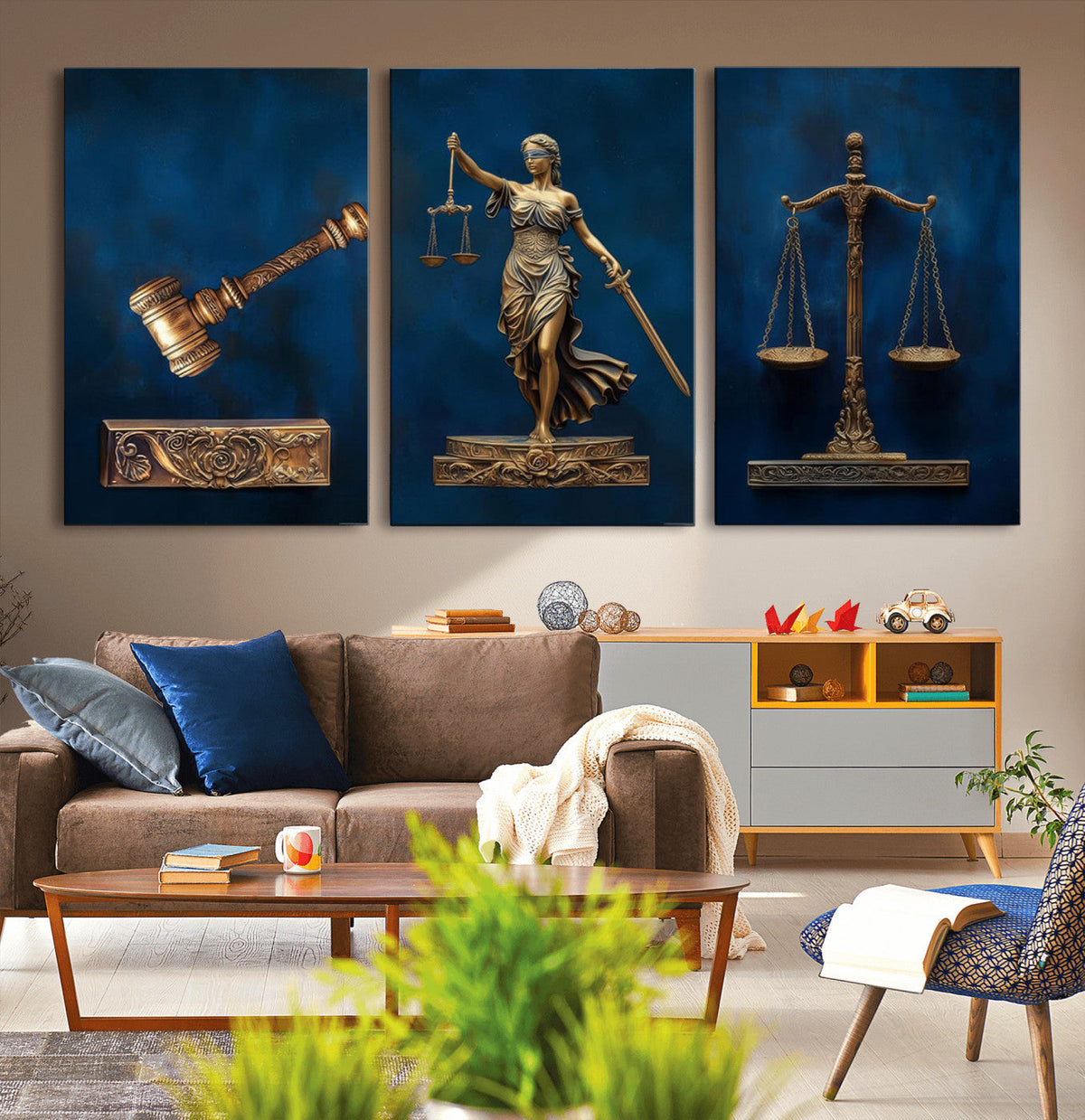 Lady Justice Wall Art Canvas Print – Elegant Gold Legal
