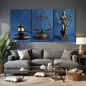 Legal Justice Wall Art Canvas Print – Gavel, Scales & Lady