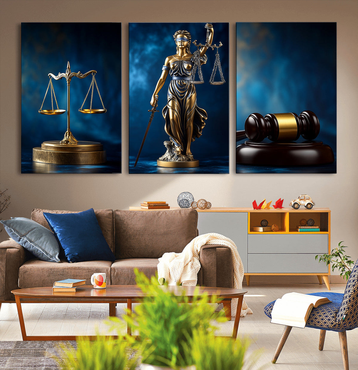 Lady Justice Wall Art Canvas Print – Elegant Gold Legal