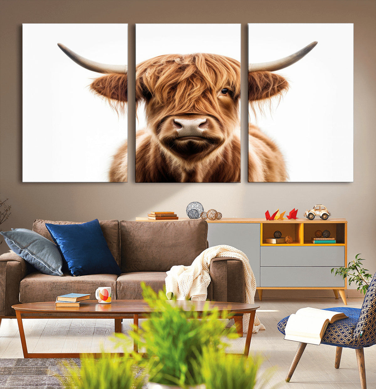Scottish Highland Cow Canvas Print, Framed Highland Cow