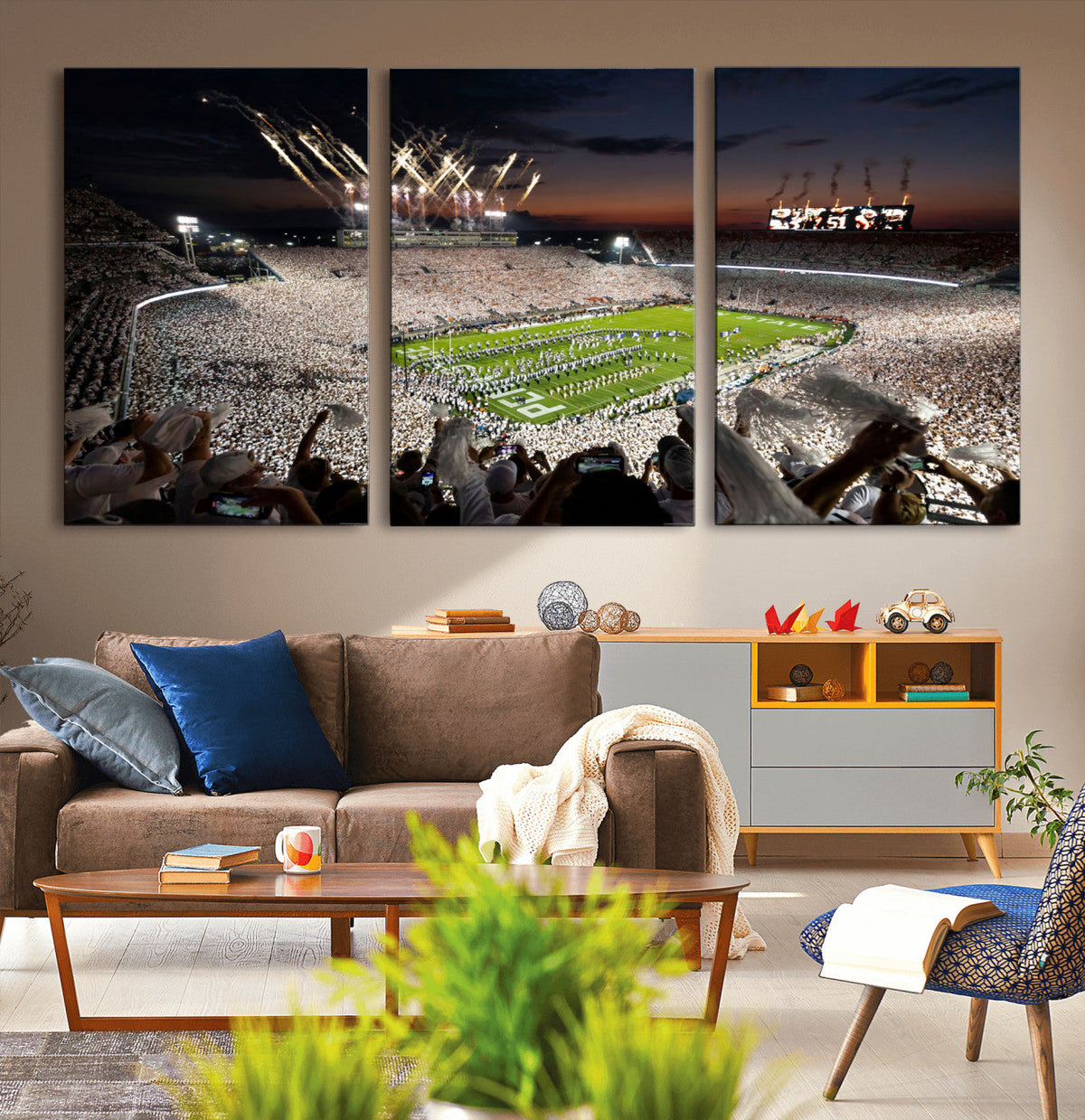 Penn State Stadium Wall Art – White Out Football Game Canvas