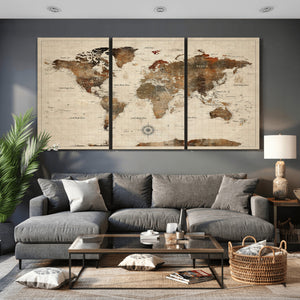 World Map Canvas Print – Framed Detailed Map of the World