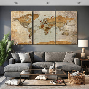 World Map Canvas Print – Detailed Map of the World Wall Art