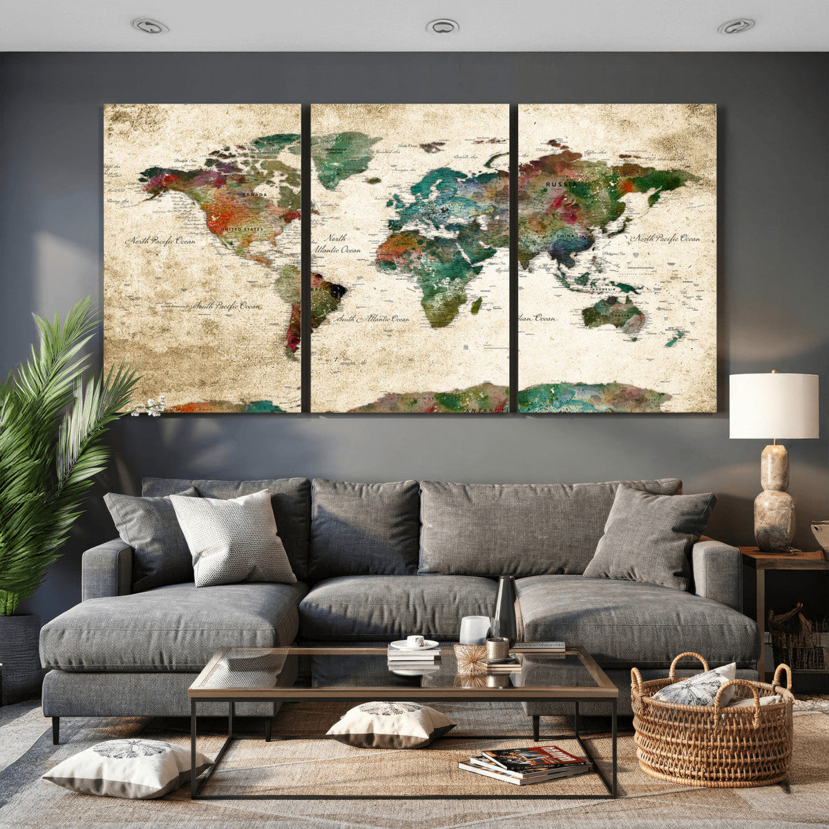World Map Canvas Print – Framed Detailed Map of the World