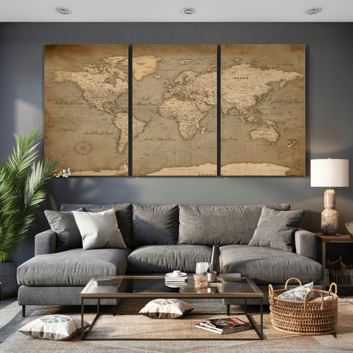 World Map Canvas Print – Framed Travel Map Wall Art for
